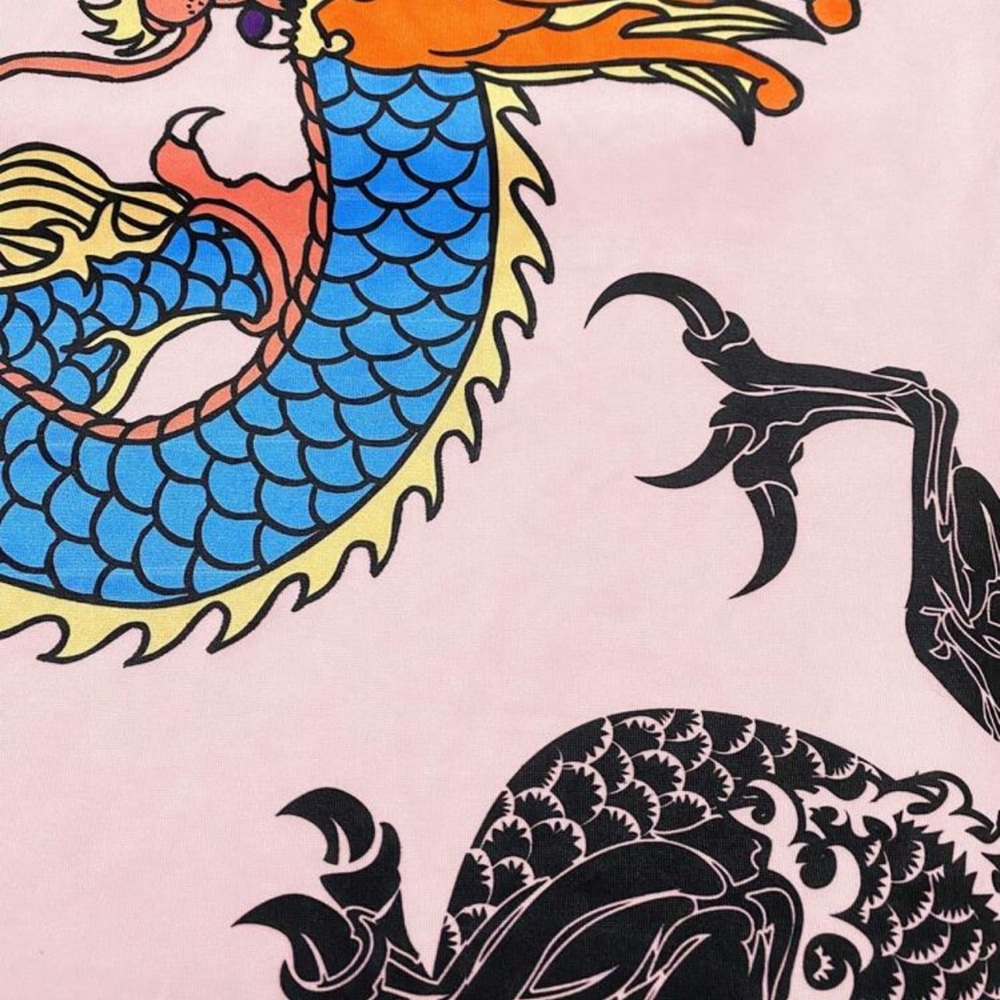 Pink Dragon Print Women's Dress - Picture 4 of 6